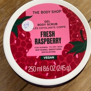 Fresh raspberry gel body scrub